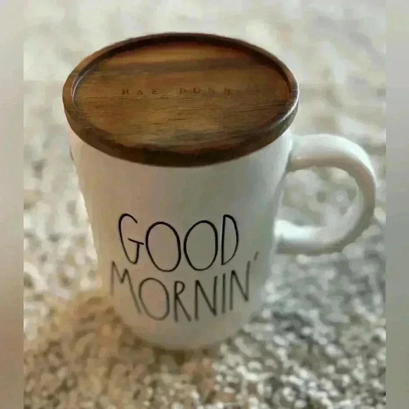 Rae Dunn “GOOD MORNIN’” coffee mug with topper - Picture 1 of 5